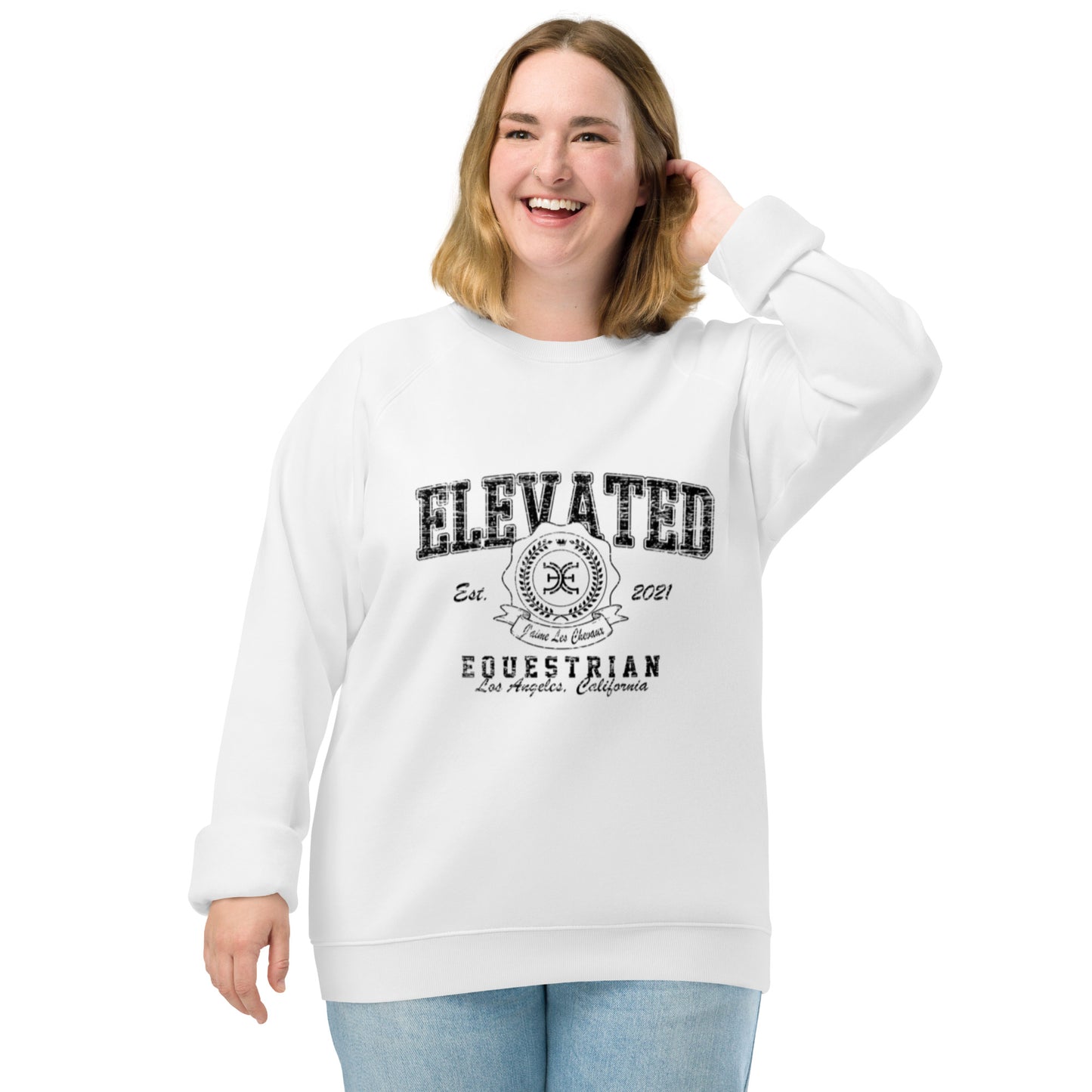Elevated Equestrian White Unisex Organic Crewneck Sweatshirt