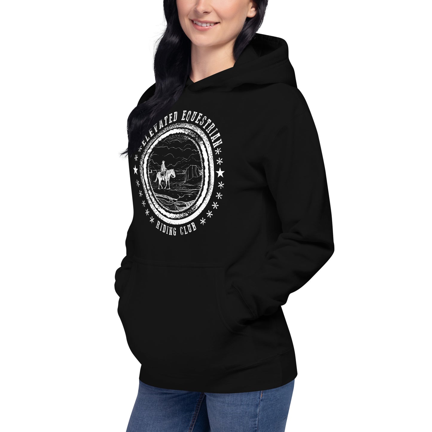 Elevated Equestrian Riding Club Black Unisex Hooded Sweatshirt