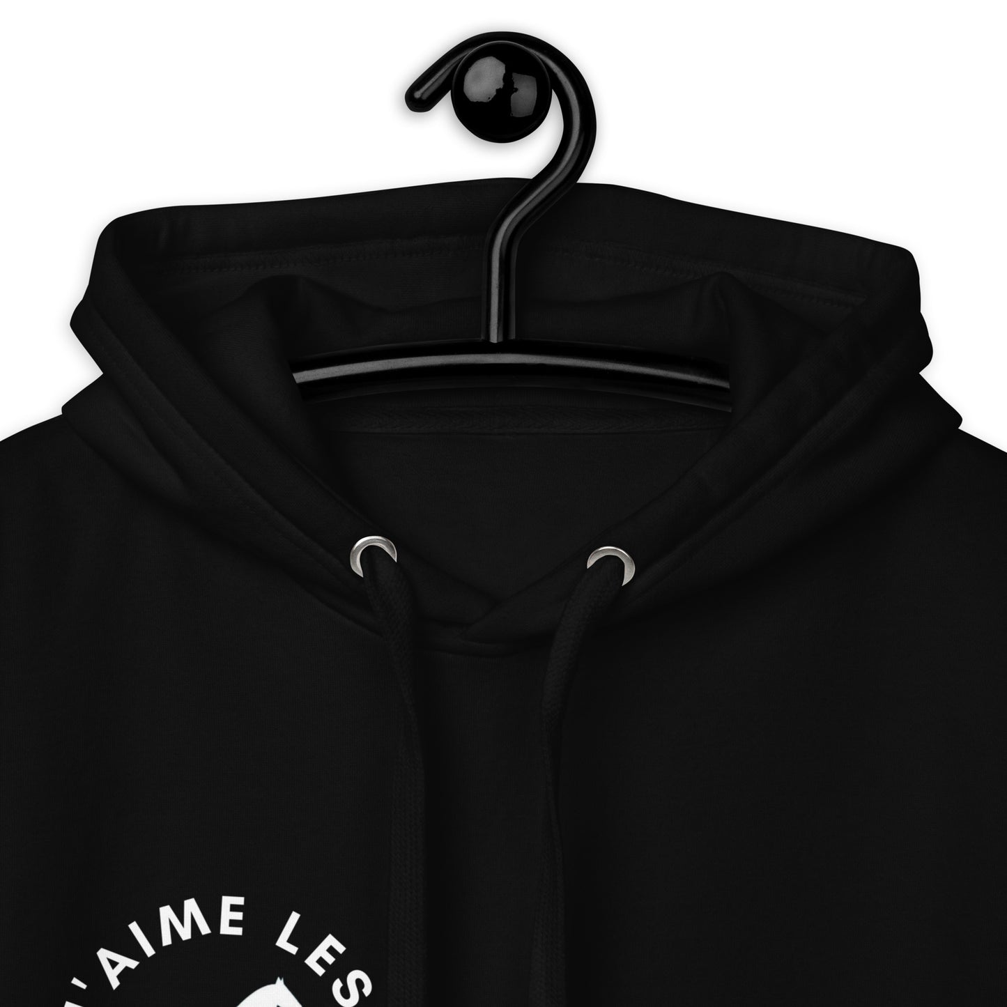 "I Love Horses" In French - Black Unisex Hooded Sweatshirt