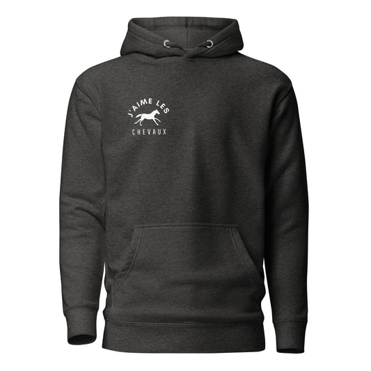"I Love Horses" In French - White Unisex Hooded Sweatshirt