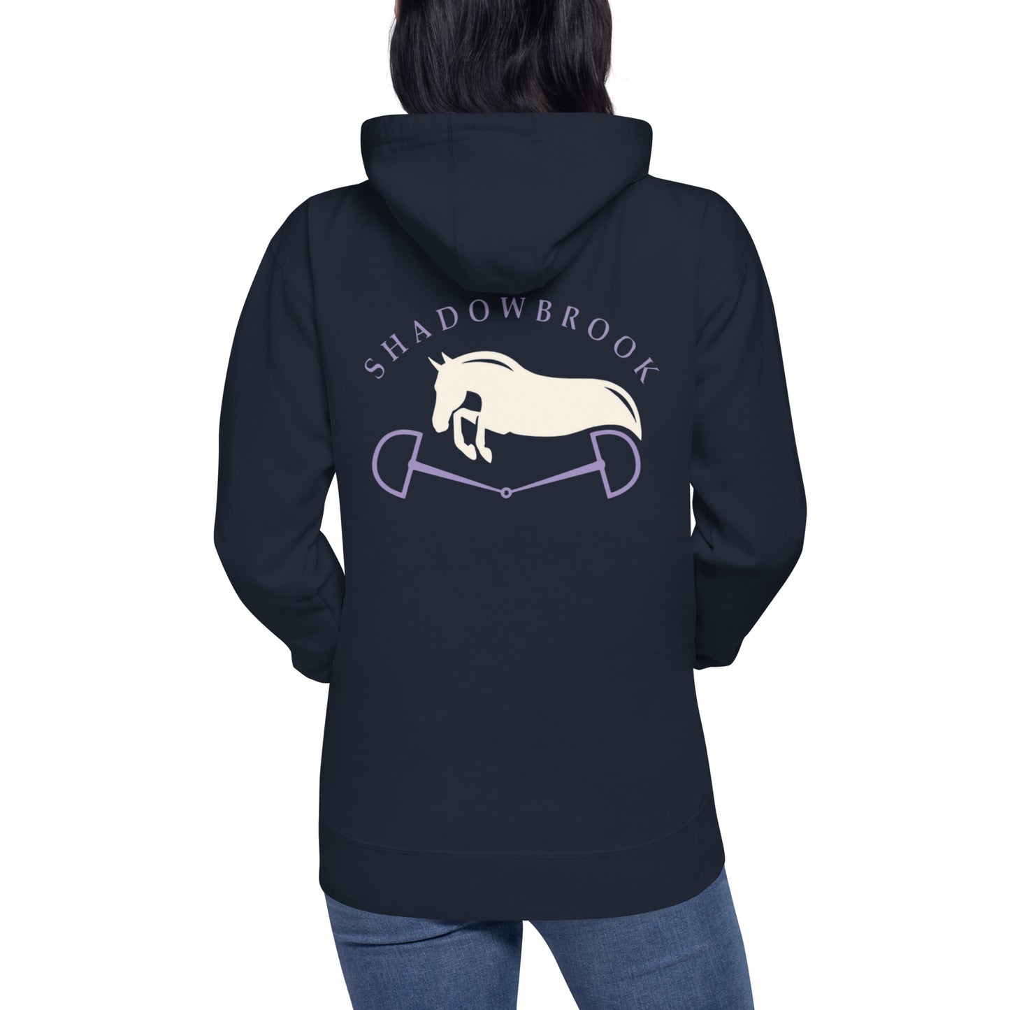Shadowbrook Stables Navy Unisex Hoodie - Large Logo Back