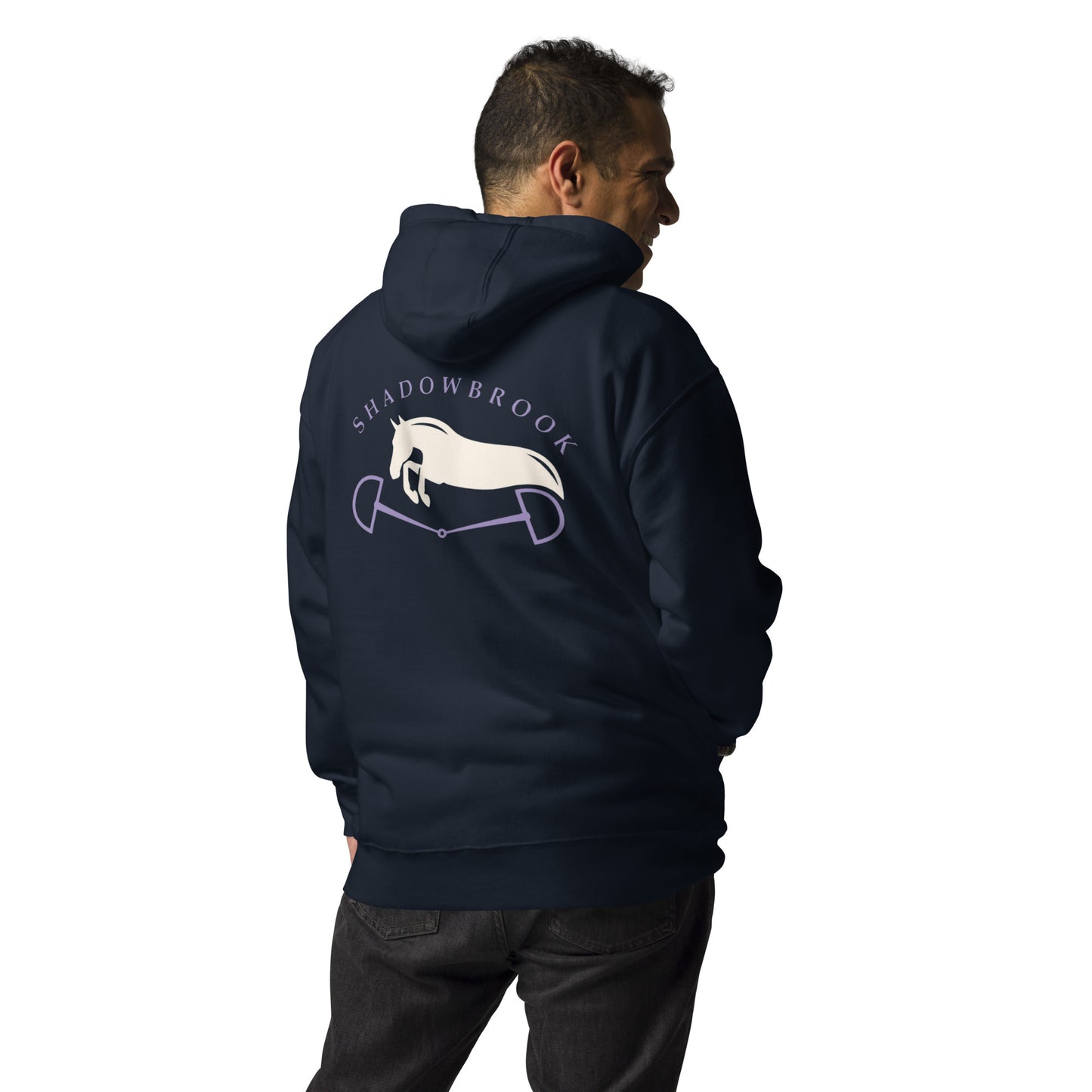 Shadowbrook Stables Navy Unisex Hoodie - Large Logo Back