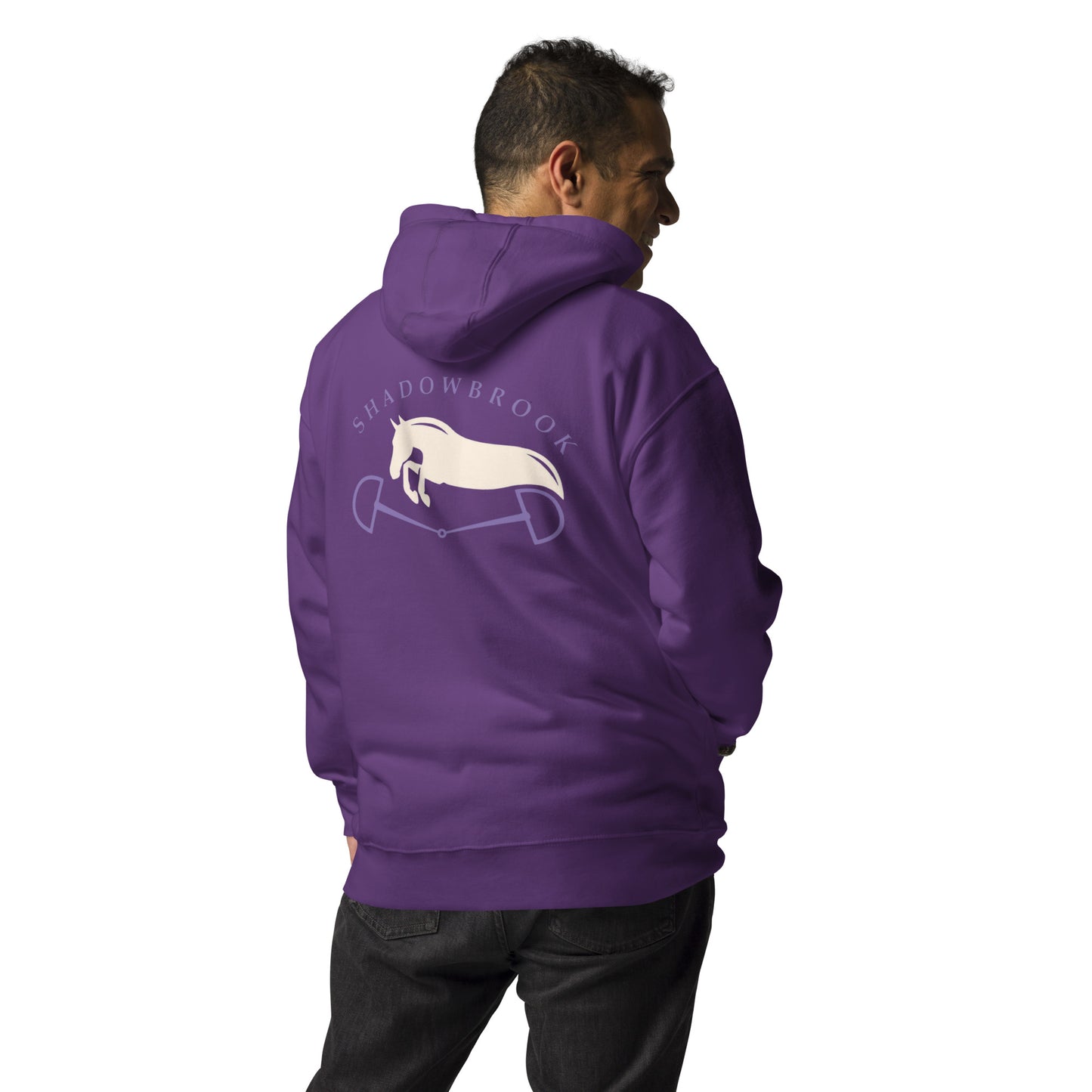 Shadowbrook Stables Purple Unisex Hoodie - Large Logo Back