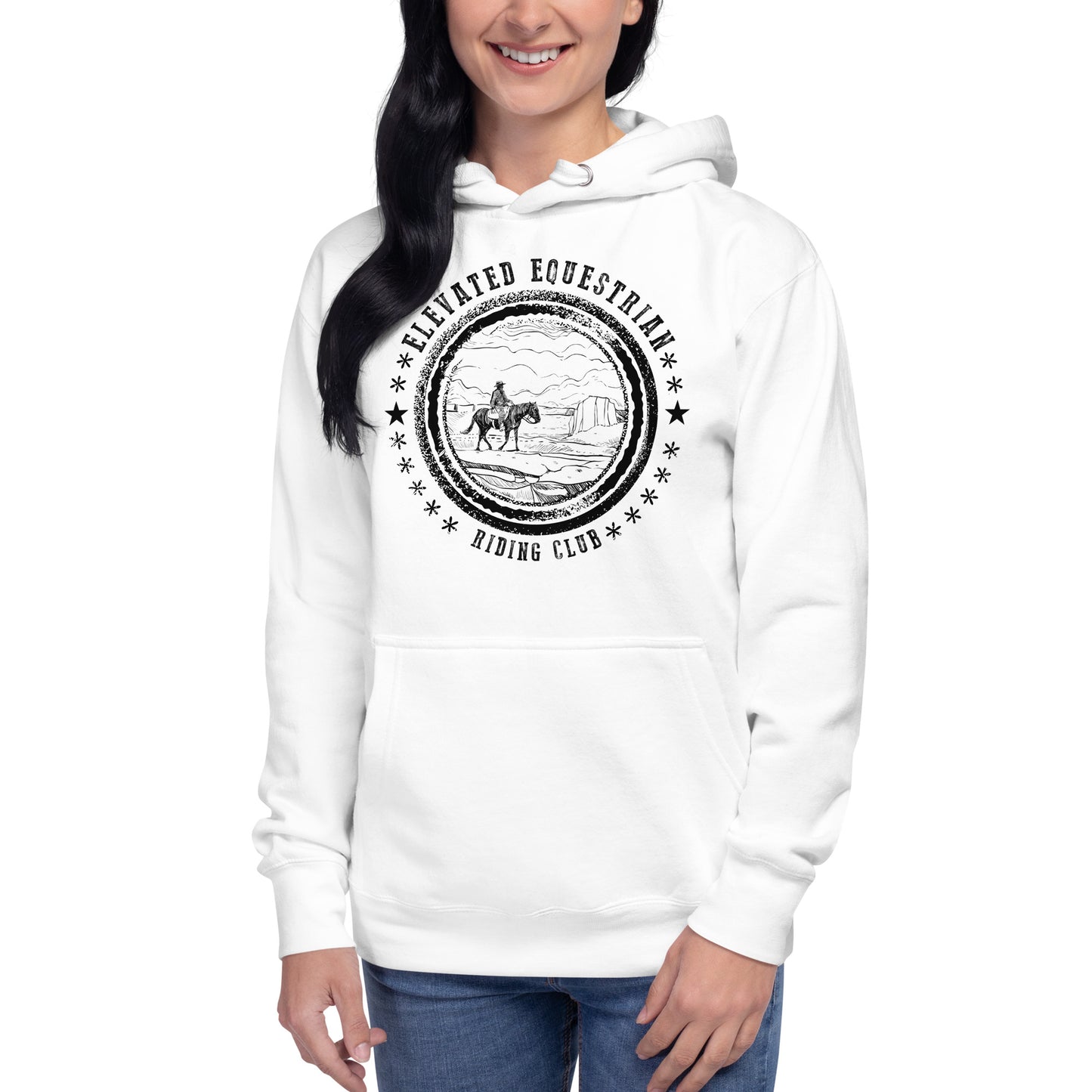 Elevated Equestrian Riding Club White Unisex Hooded Sweatshirt