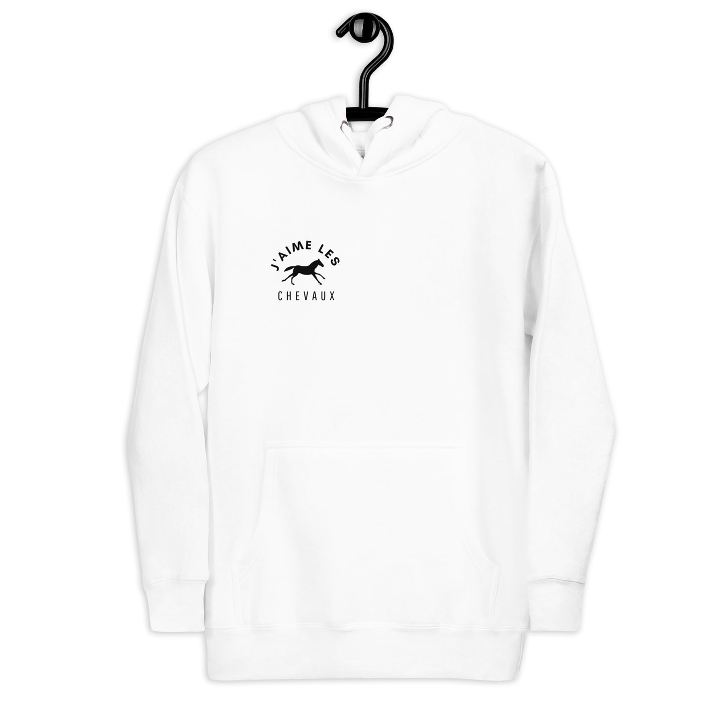 "I Love Horses" In French - White Unisex Hooded Sweatshirt