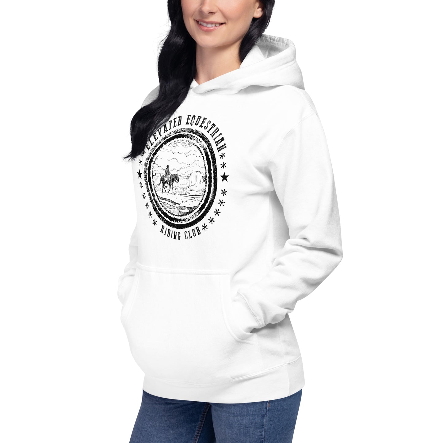 Elevated Equestrian Riding Club White Unisex Hooded Sweatshirt
