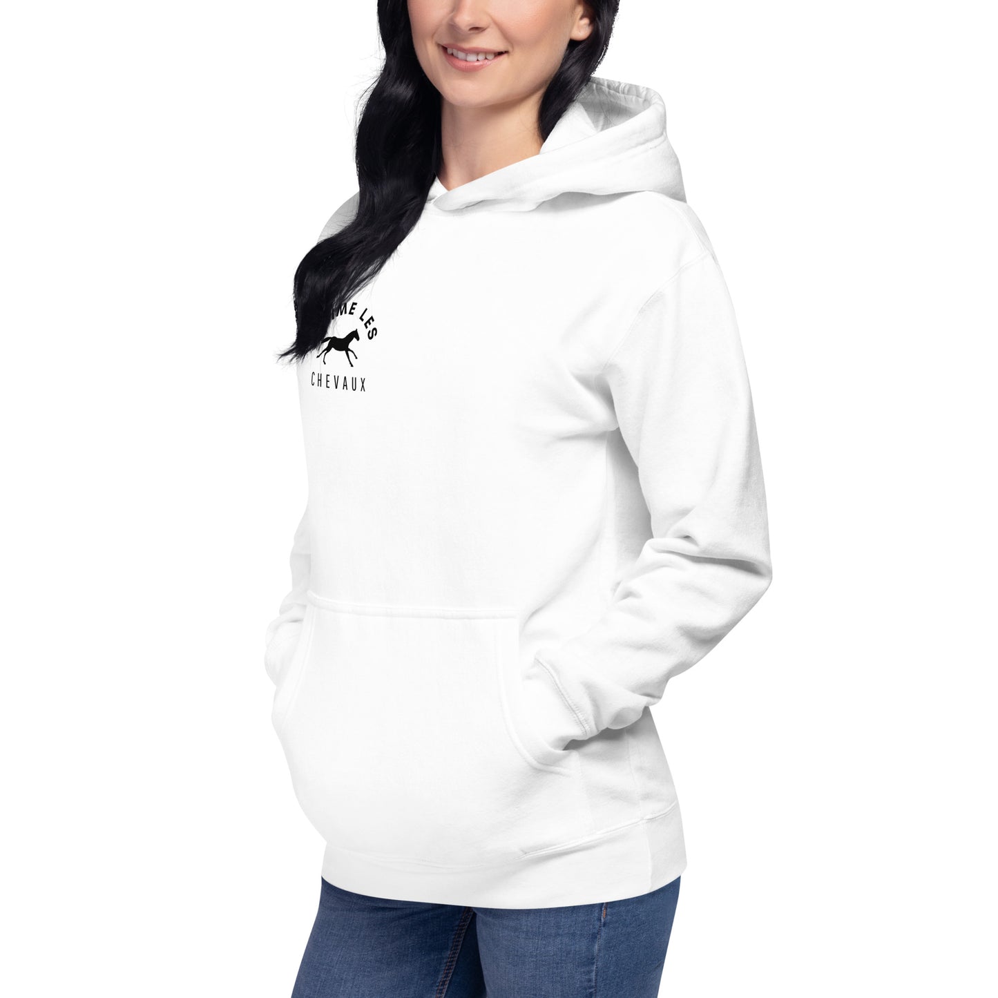 "I Love Horses" In French - White Unisex Hooded Sweatshirt