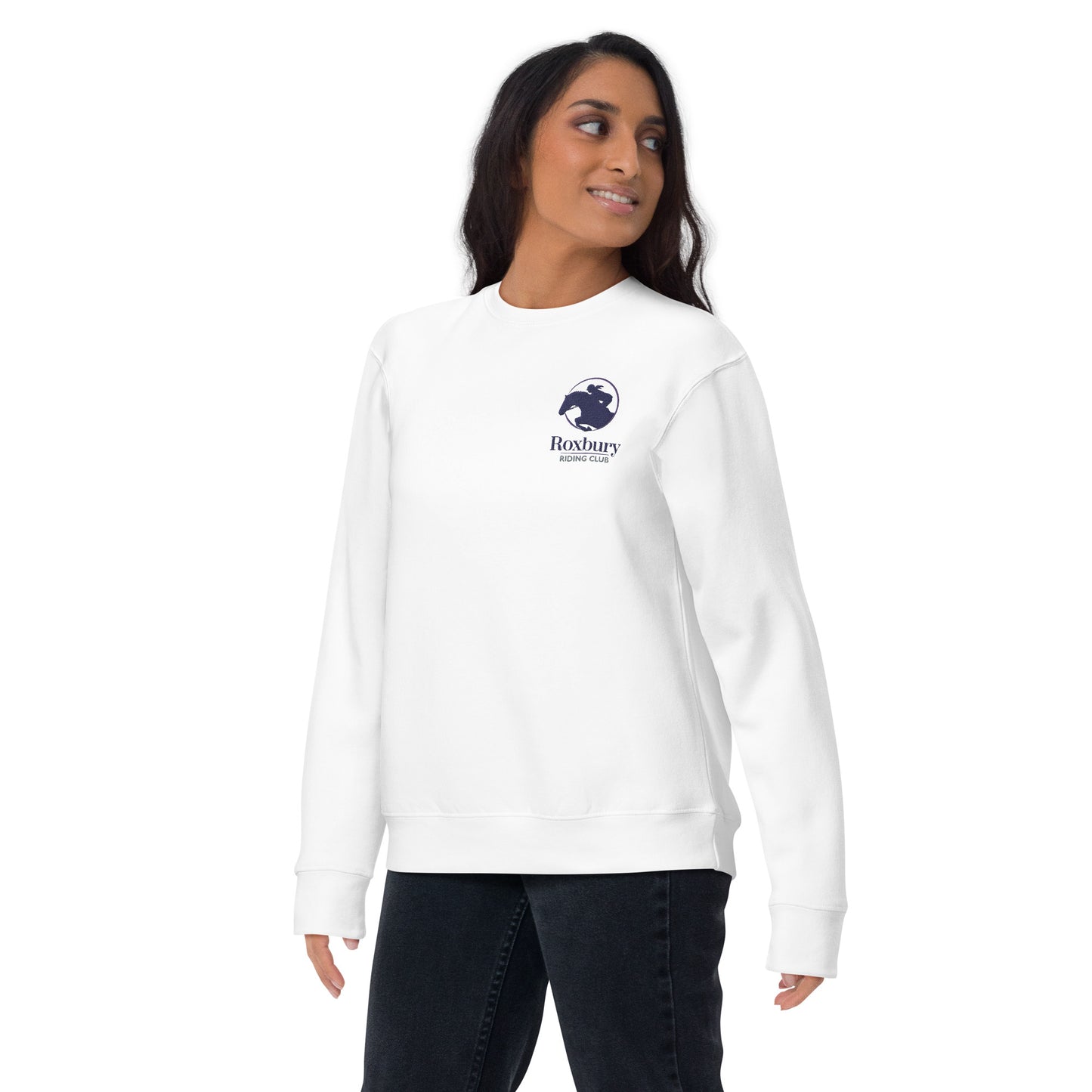 Roxbury Riding Club White Unisex Crew Sweatshirt