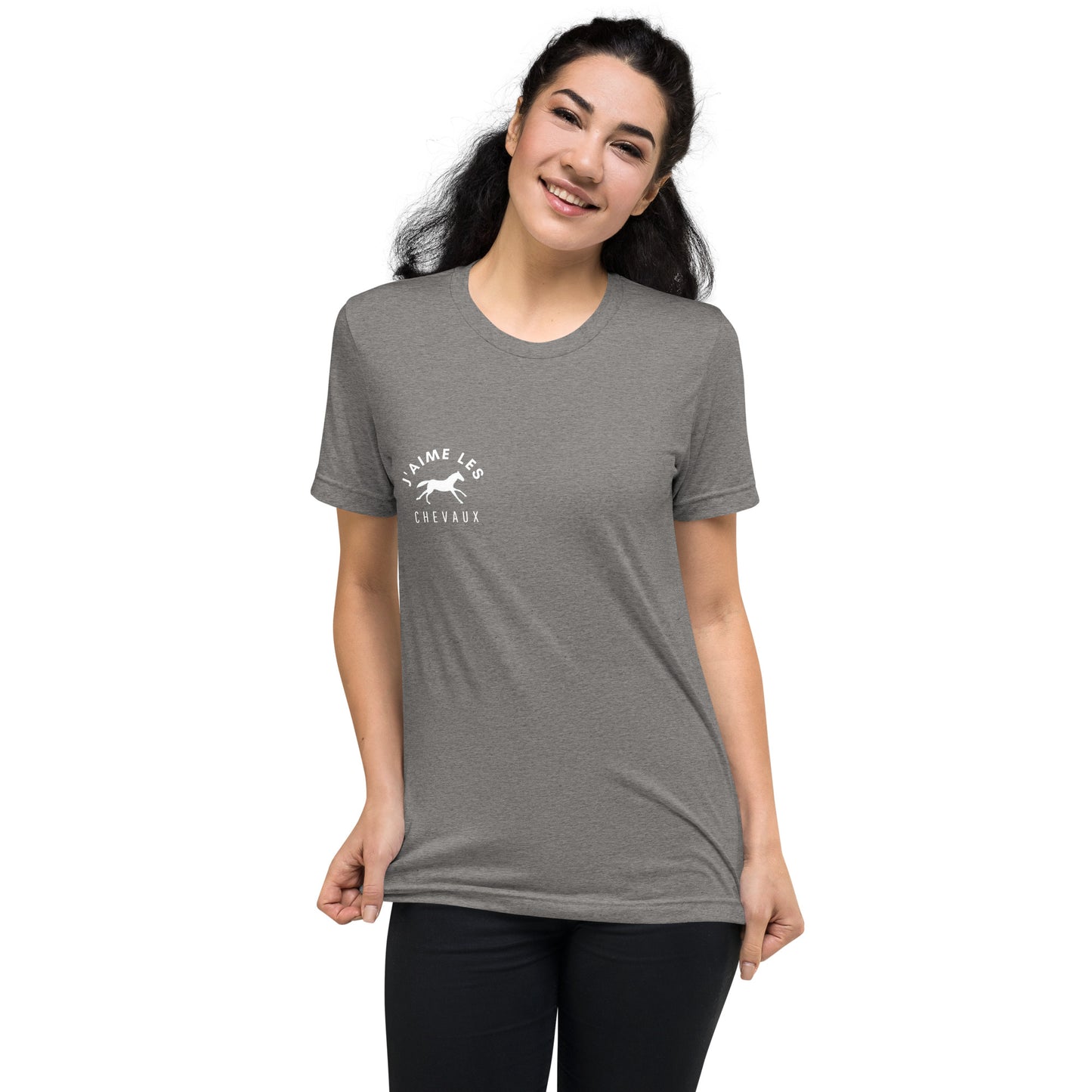 "I Love Horses" In French - Gray Unisex Short Sleeve T-shirt