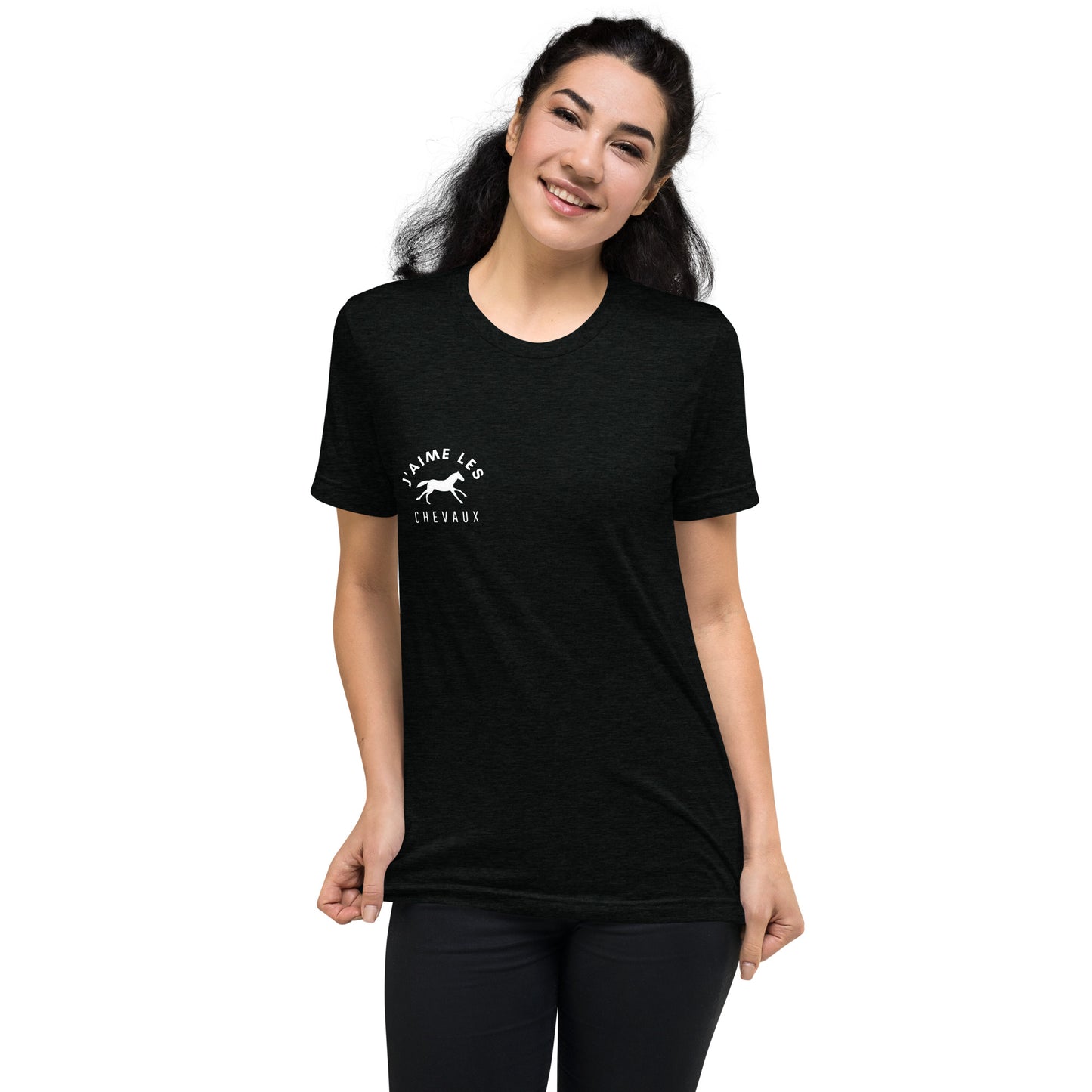 "I Love Horses" In French - Black Unisex Short Sleeve T-shirt