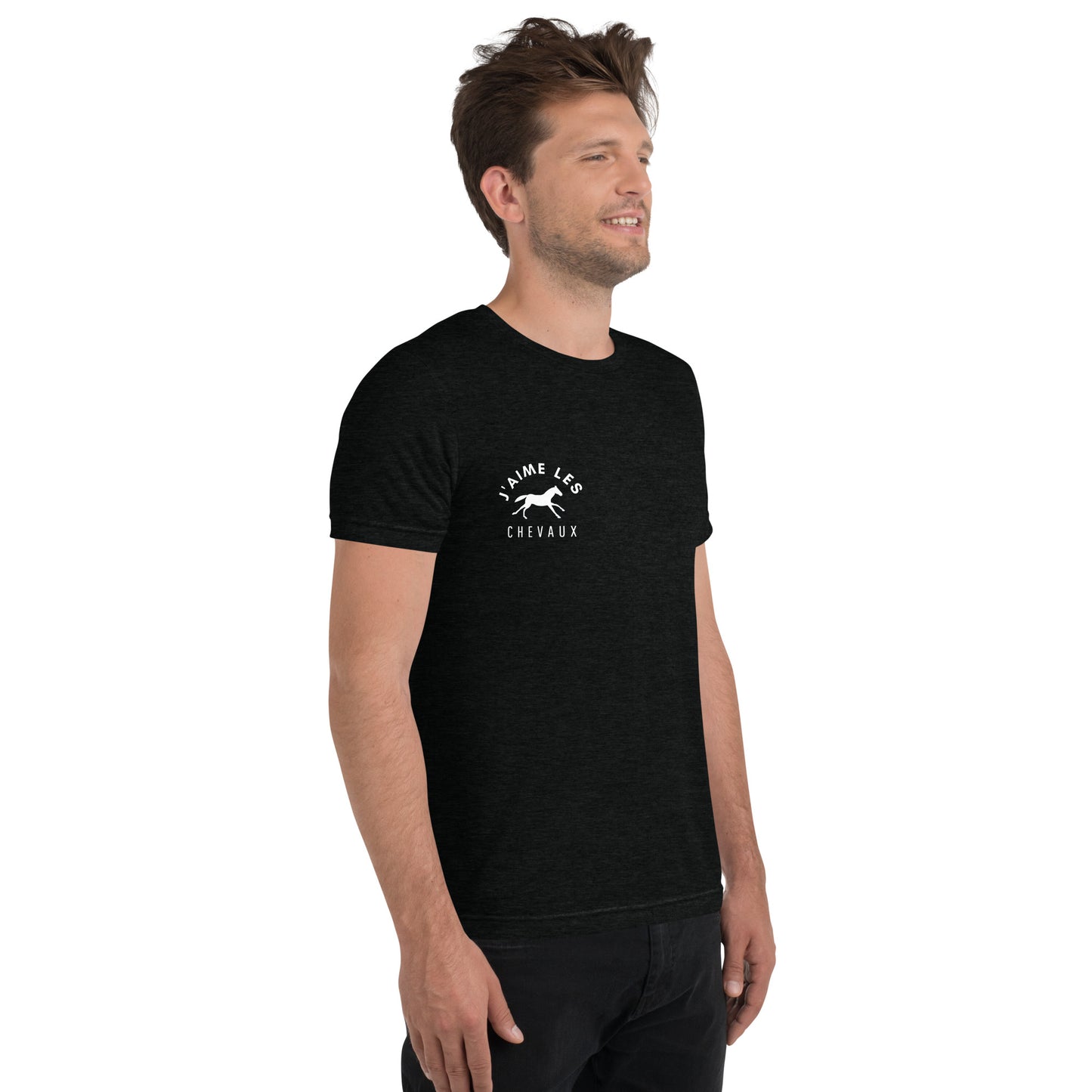 "I Love Horses" In French - Black Unisex Short Sleeve T-shirt