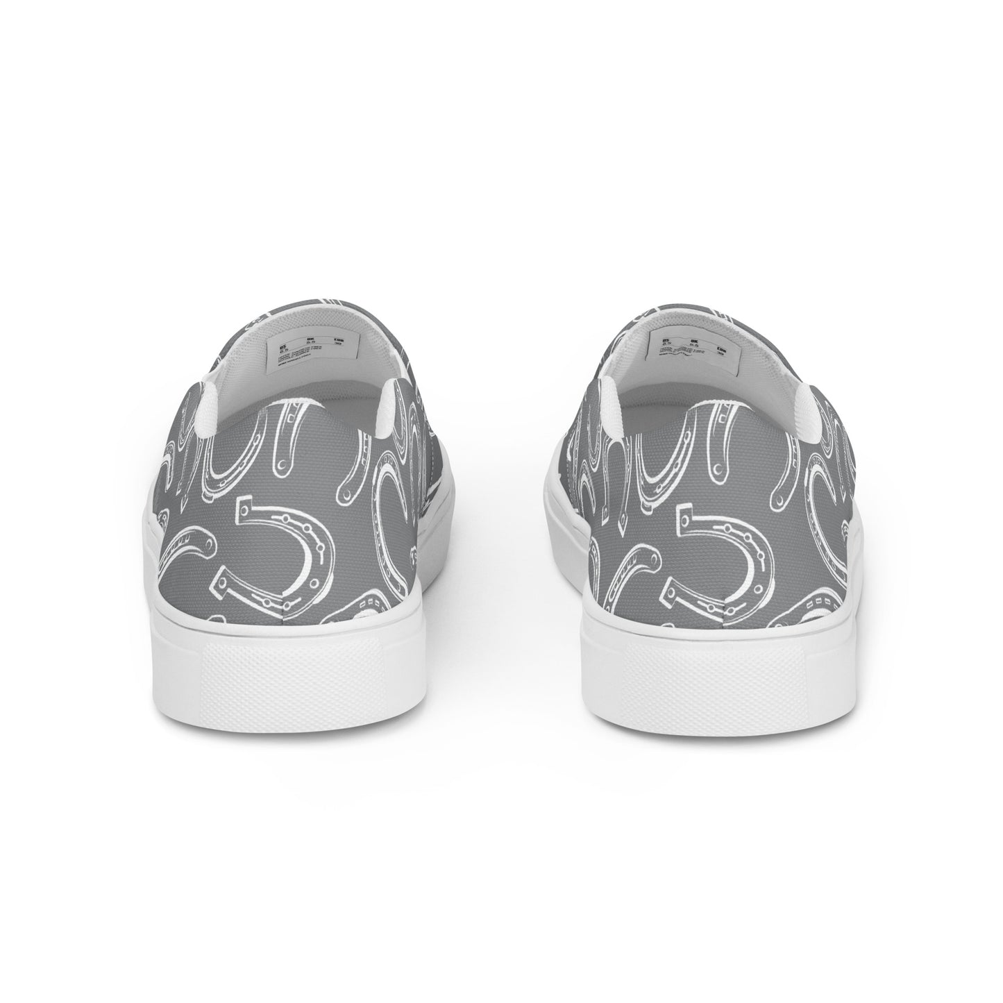 Horseshoe Print Grey - Women’s slip-on canvas shoes
