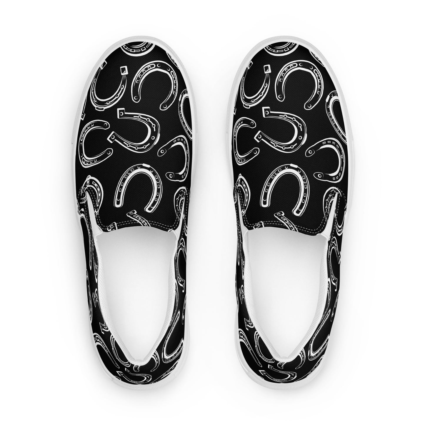 Horseshoe Print Black - Women's Slip-on canvas shoes